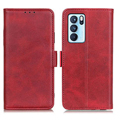 Leather Case Stands Flip Cover Holder M15L for Oppo Reno6 Pro 5G India Red