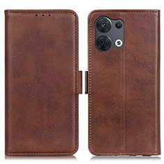 Leather Case Stands Flip Cover Holder M15L for Oppo Reno8 Pro 5G Brown