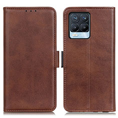 Leather Case Stands Flip Cover Holder M15L for Realme 8 4G Brown