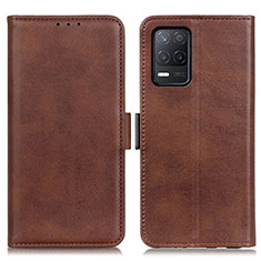 Leather Case Stands Flip Cover Holder M15L for Realme 8 5G Brown