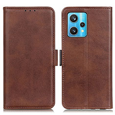 Leather Case Stands Flip Cover Holder M15L for Realme 9 Pro 5G Brown