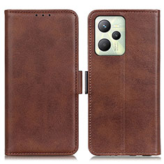 Leather Case Stands Flip Cover Holder M15L for Realme Narzo 50A Prime Brown