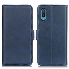 Leather Case Stands Flip Cover Holder M15L for Samsung Galaxy A02 Blue