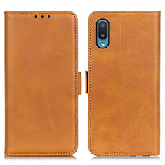 Leather Case Stands Flip Cover Holder M15L for Samsung Galaxy A02 Light Brown