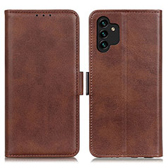 Leather Case Stands Flip Cover Holder M15L for Samsung Galaxy A13 4G Brown