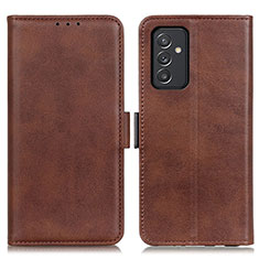 Leather Case Stands Flip Cover Holder M15L for Samsung Galaxy A15 4G Brown