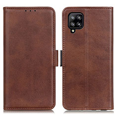 Leather Case Stands Flip Cover Holder M15L for Samsung Galaxy A22 4G Brown