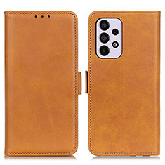 Leather Case Stands Flip Cover Holder M15L for Samsung Galaxy A33 5G Light Brown