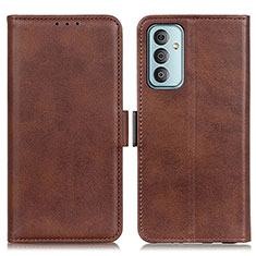 Leather Case Stands Flip Cover Holder M15L for Samsung Galaxy F23 5G Brown