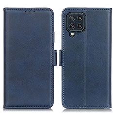 Leather Case Stands Flip Cover Holder M15L for Samsung Galaxy M32 4G Blue