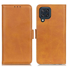 Leather Case Stands Flip Cover Holder M15L for Samsung Galaxy M32 4G Light Brown