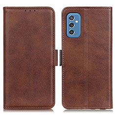 Leather Case Stands Flip Cover Holder M15L for Samsung Galaxy M52 5G Brown