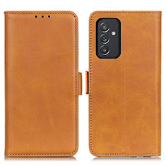 Leather Case Stands Flip Cover Holder M15L for Samsung Galaxy Quantum4 5G Light Brown