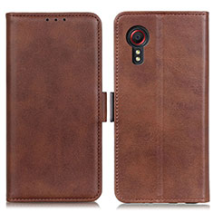 Leather Case Stands Flip Cover Holder M15L for Samsung Galaxy XCover 5 SM-G525F Brown