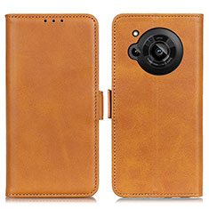 Leather Case Stands Flip Cover Holder M15L for Sharp Aquos R7s Light Brown