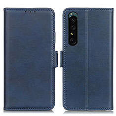 Leather Case Stands Flip Cover Holder M15L for Sony Xperia 1 IV Blue