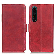 Leather Case Stands Flip Cover Holder M15L for Sony Xperia 1 IV Red