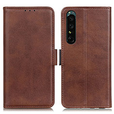 Leather Case Stands Flip Cover Holder M15L for Sony Xperia 1 IV SO-51C Brown