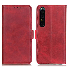 Leather Case Stands Flip Cover Holder M15L for Sony Xperia 1 IV SO-51C Red