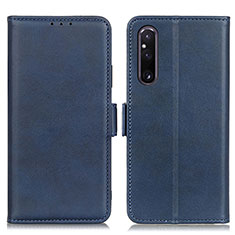 Leather Case Stands Flip Cover Holder M15L for Sony Xperia 1 V Blue