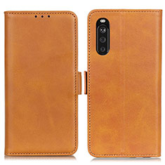 Leather Case Stands Flip Cover Holder M15L for Sony Xperia 10 III Lite Light Brown