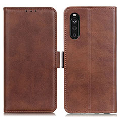 Leather Case Stands Flip Cover Holder M15L for Sony Xperia 10 III SOG04 Brown