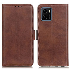 Leather Case Stands Flip Cover Holder M15L for Vivo iQOO U5x Brown