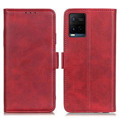 Leather Case Stands Flip Cover Holder M15L for Vivo Y21 Red