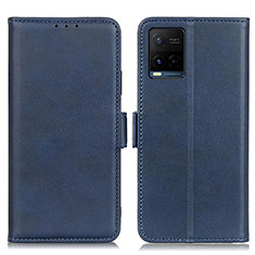 Leather Case Stands Flip Cover Holder M15L for Vivo Y21s Blue