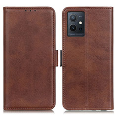 Leather Case Stands Flip Cover Holder M15L for Vivo Y33e 5G Brown