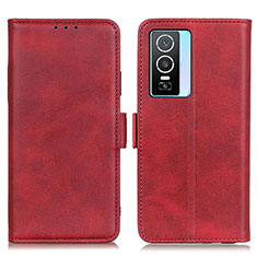 Leather Case Stands Flip Cover Holder M15L for Vivo Y74s 5G Red