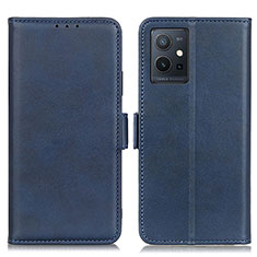 Leather Case Stands Flip Cover Holder M15L for Vivo Y75 5G Blue