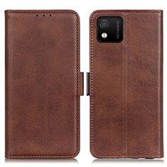 Leather Case Stands Flip Cover Holder M15L for Wiko Y52 Brown