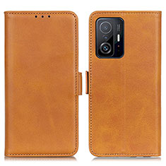 Leather Case Stands Flip Cover Holder M15L for Xiaomi Mi 11T 5G Light Brown