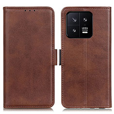 Leather Case Stands Flip Cover Holder M15L for Xiaomi Mi 13 Pro 5G Brown