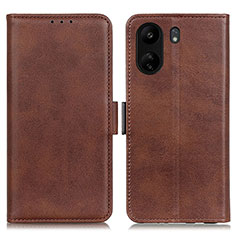 Leather Case Stands Flip Cover Holder M15L for Xiaomi Poco C65 Brown