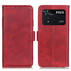 Leather Case Stands Flip Cover Holder M15L for Xiaomi Poco M4 Pro 4G Red