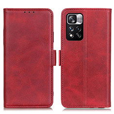 Leather Case Stands Flip Cover Holder M15L for Xiaomi Poco X4 NFC Red