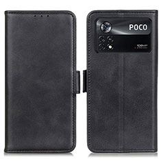 Leather Case Stands Flip Cover Holder M15L for Xiaomi Poco X4 Pro 5G Black