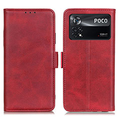 Leather Case Stands Flip Cover Holder M15L for Xiaomi Poco X4 Pro 5G Red
