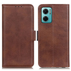 Leather Case Stands Flip Cover Holder M15L for Xiaomi Redmi 10 5G Brown