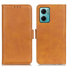 Leather Case Stands Flip Cover Holder M15L for Xiaomi Redmi 11 Prime 5G Light Brown