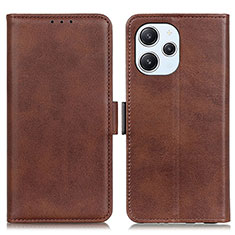 Leather Case Stands Flip Cover Holder M15L for Xiaomi Redmi 12 4G Brown