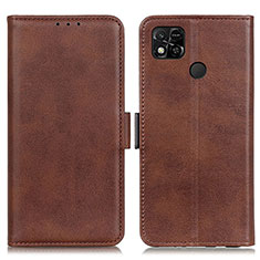 Leather Case Stands Flip Cover Holder M15L for Xiaomi Redmi 9 Activ Brown