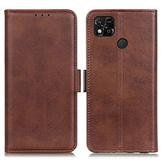 Leather Case Stands Flip Cover Holder M15L for Xiaomi Redmi 9C Brown