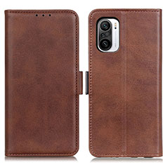 Leather Case Stands Flip Cover Holder M15L for Xiaomi Redmi K40 5G Brown