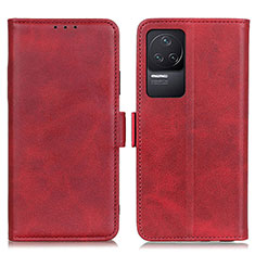 Leather Case Stands Flip Cover Holder M15L for Xiaomi Redmi K50 5G Red