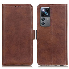 Leather Case Stands Flip Cover Holder M15L for Xiaomi Redmi K50 Ultra 5G Brown