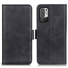 Leather Case Stands Flip Cover Holder M15L for Xiaomi Redmi Note 10 5G Black
