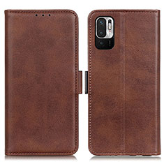 Leather Case Stands Flip Cover Holder M15L for Xiaomi Redmi Note 10 JE 5G Brown